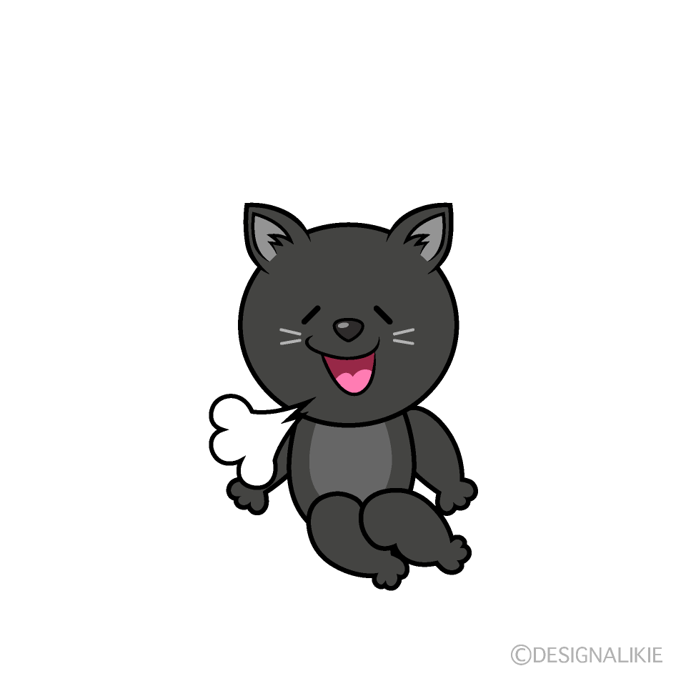 かわいいリラックスした黒猫イラスト