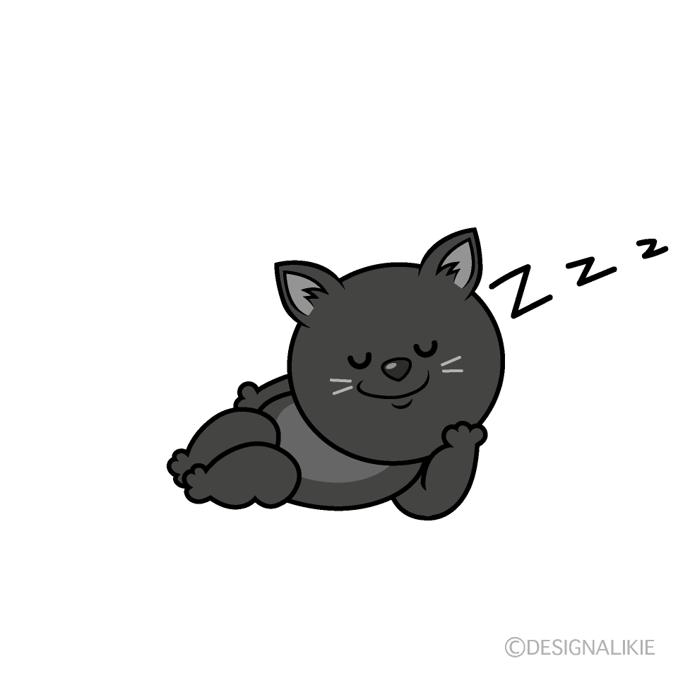 かわいい寝る黒猫イラスト