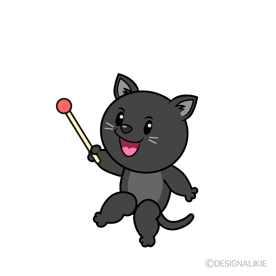 かわいい説明する黒猫イラスト