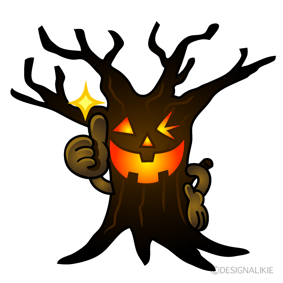 Cute Thumbs-up Tree Ghost Clipart