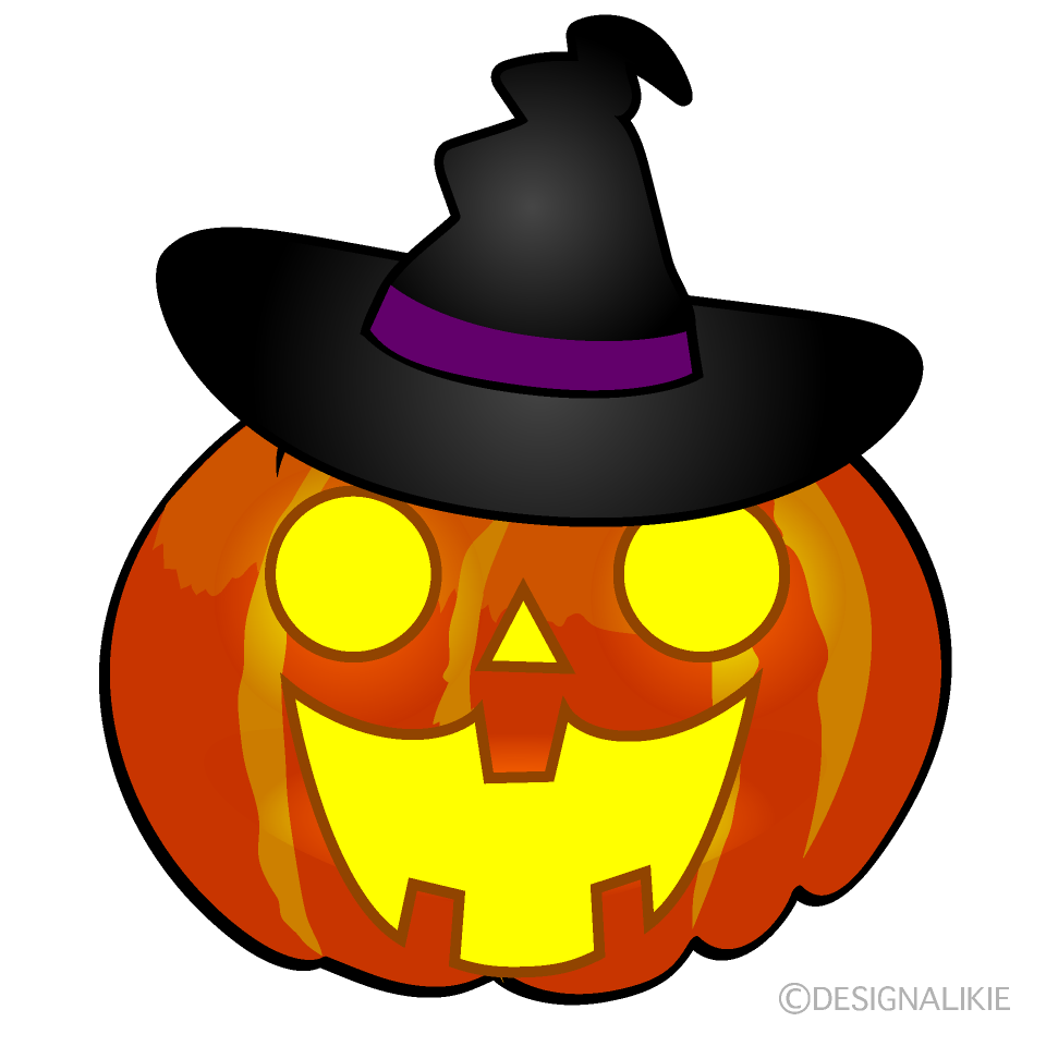Cute Surprised Pumpkin Witch Clipart