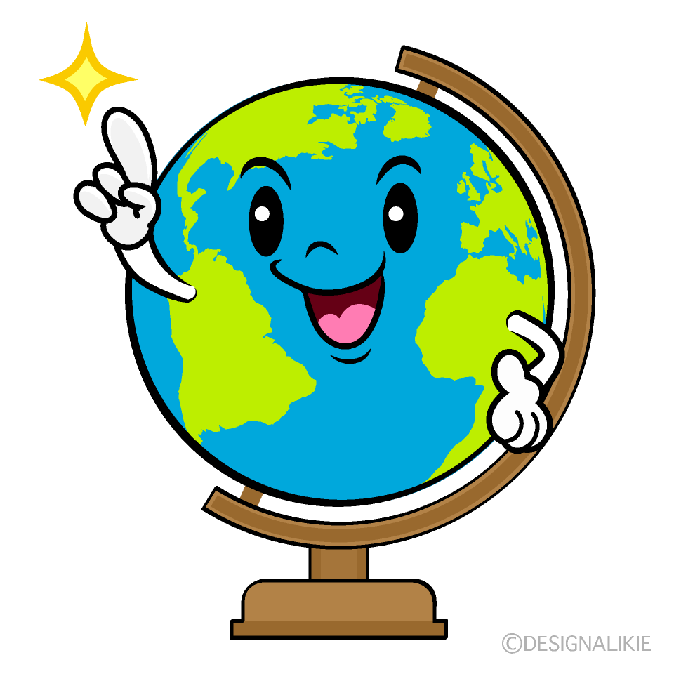 かわいい指差し地球儀イラスト