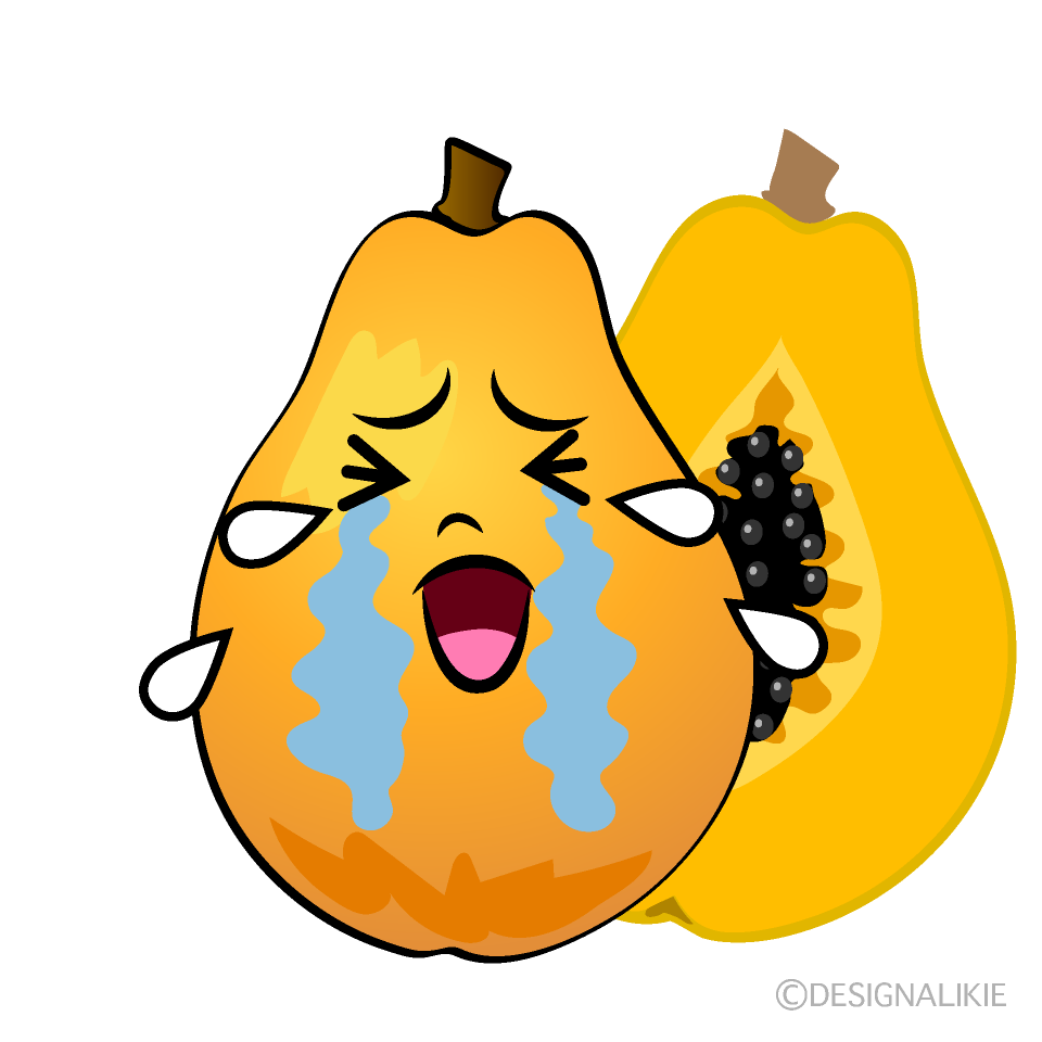 Cute Crying Papaya Clipart