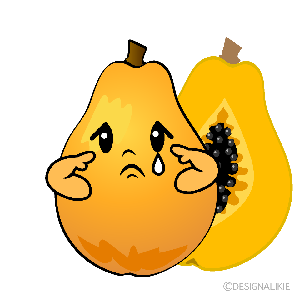 Cute Sad Papaya Clipart