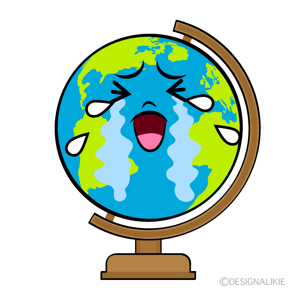 かわいい泣く地球儀イラスト