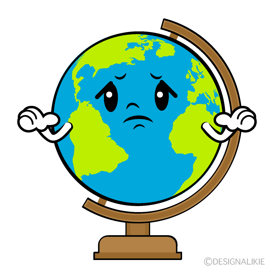 かわいい困る地球儀イラスト
