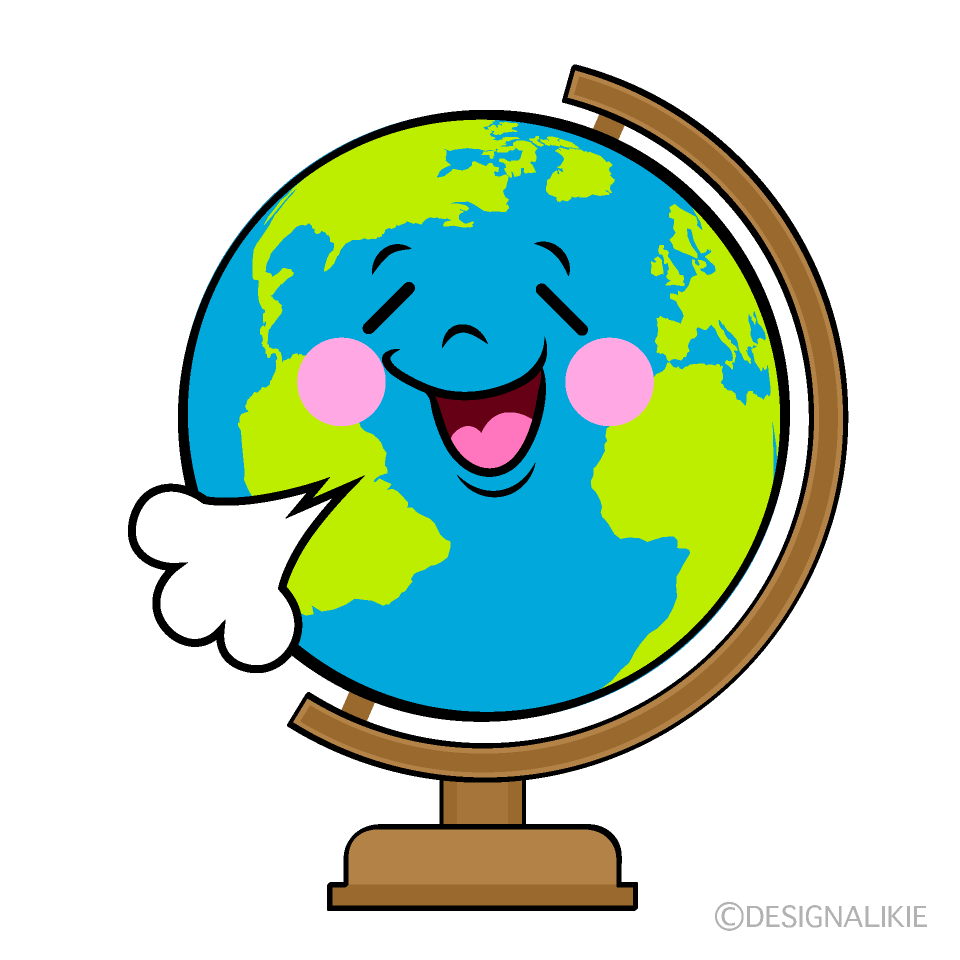 かわいいリラックスする地球儀イラスト