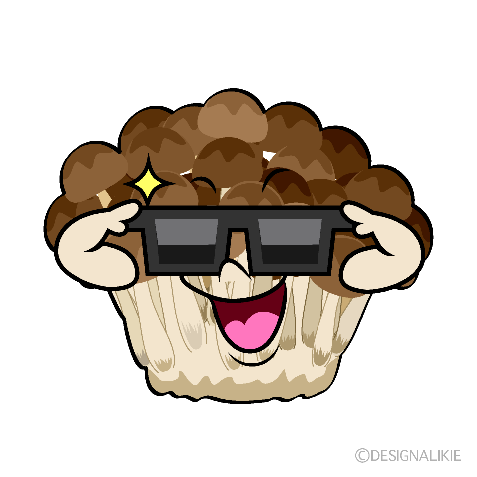 Cute Sunglasses Shimeji Mushroom Clipart