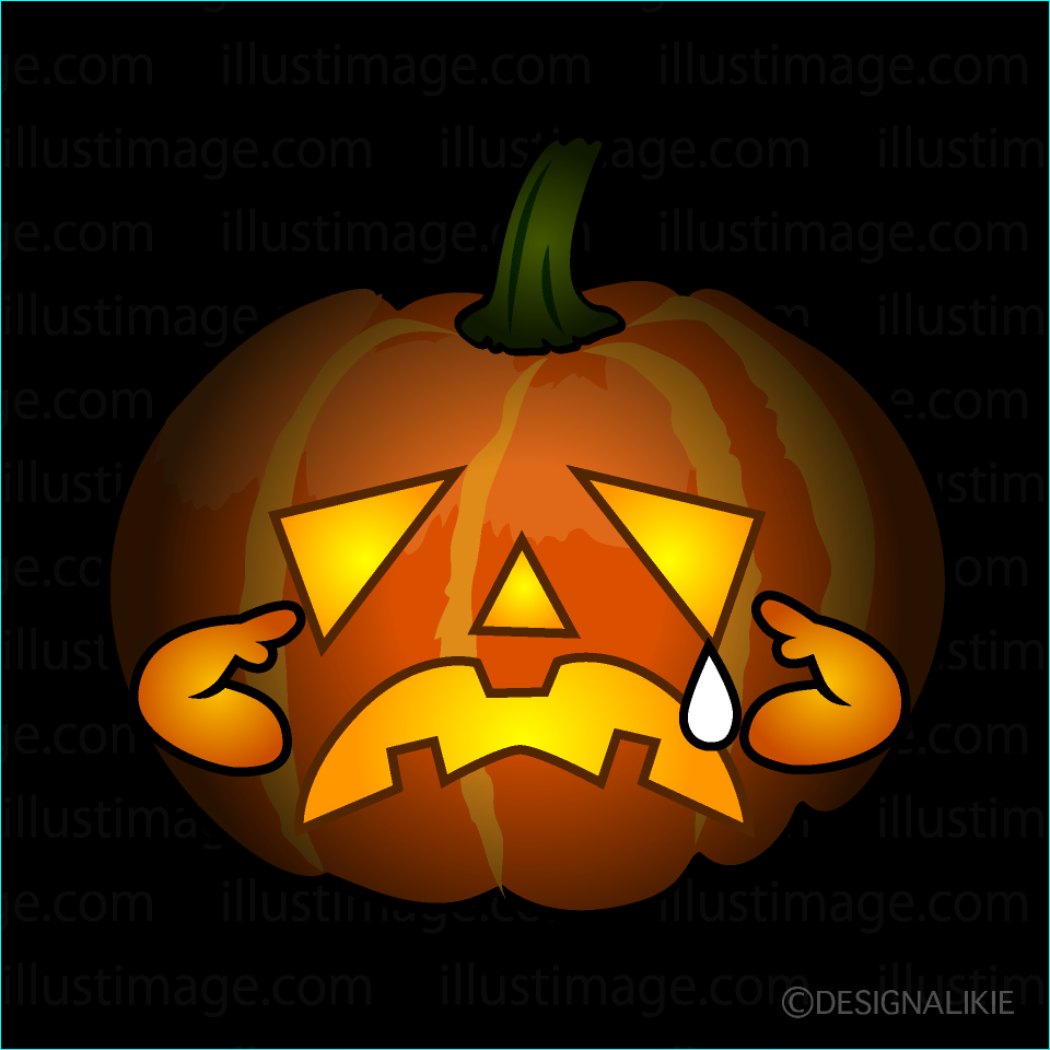 Cute Sad Night Halloween Pumpkin Clipart