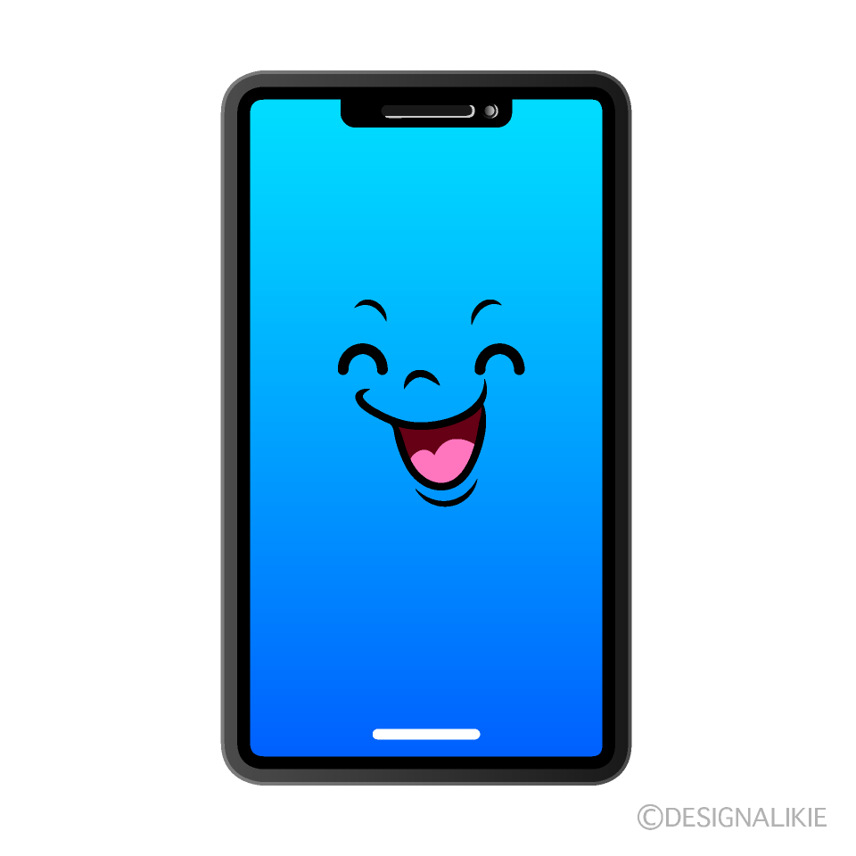 かわいい笑顔のスマホイラスト