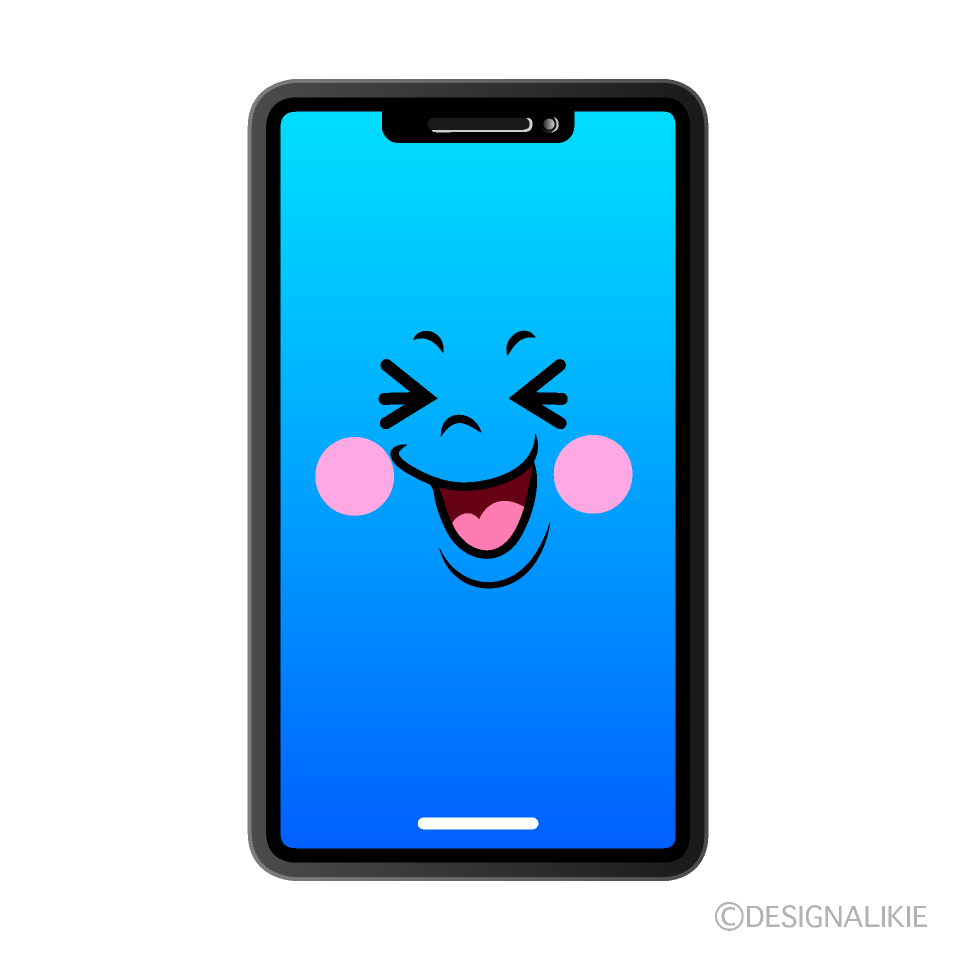 かわいい笑うスマホイラスト