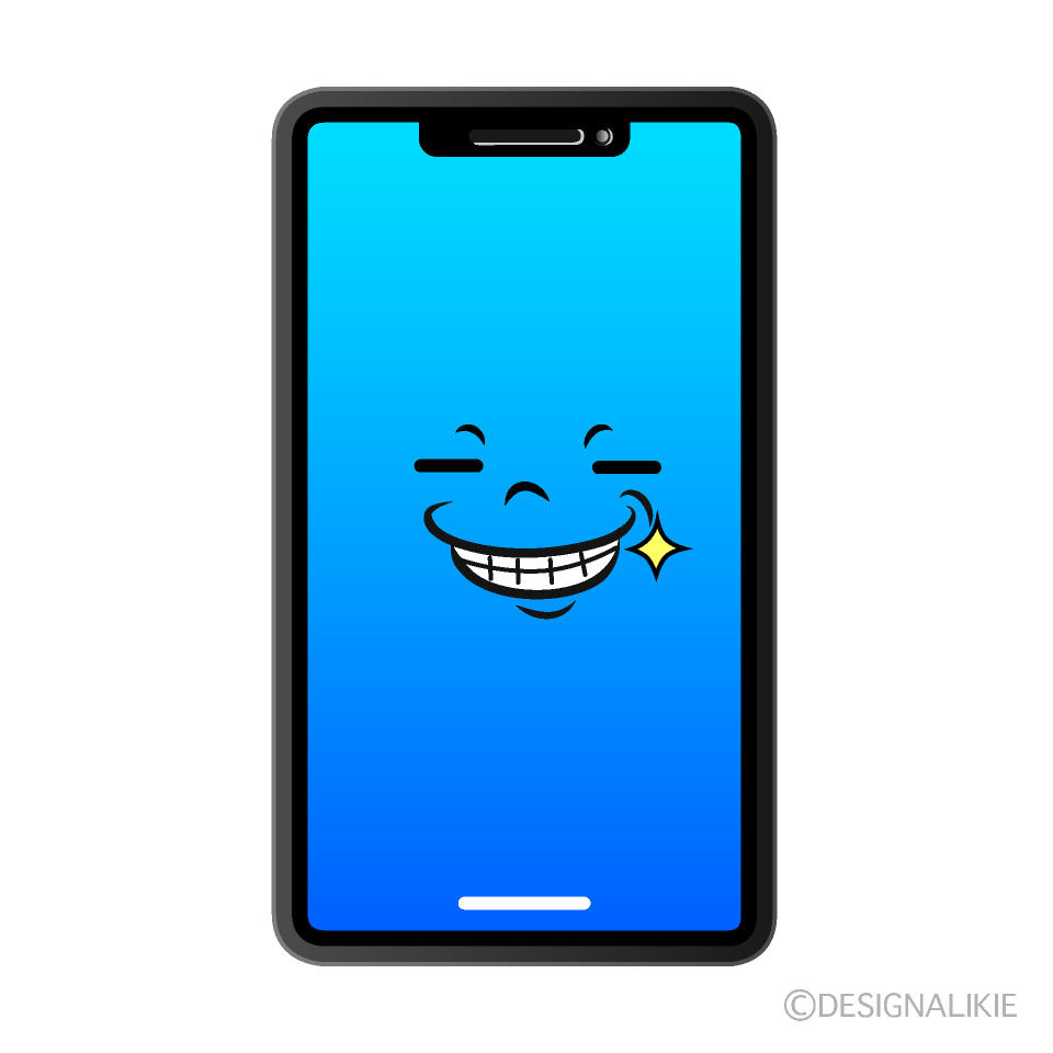 かわいいニヤリとするスマホイラスト