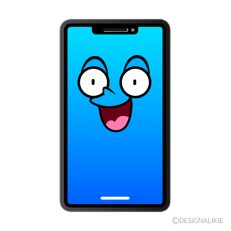 かわいい驚くスマホイラスト
