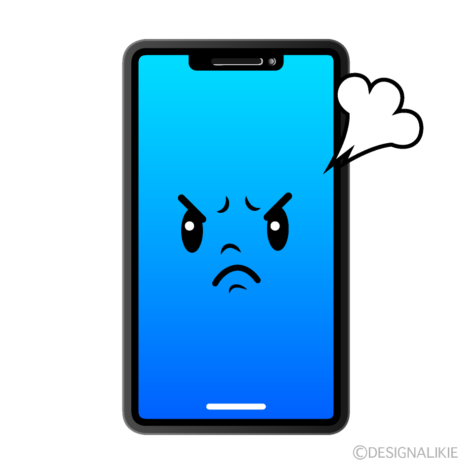 かわいい怒るスマホイラスト