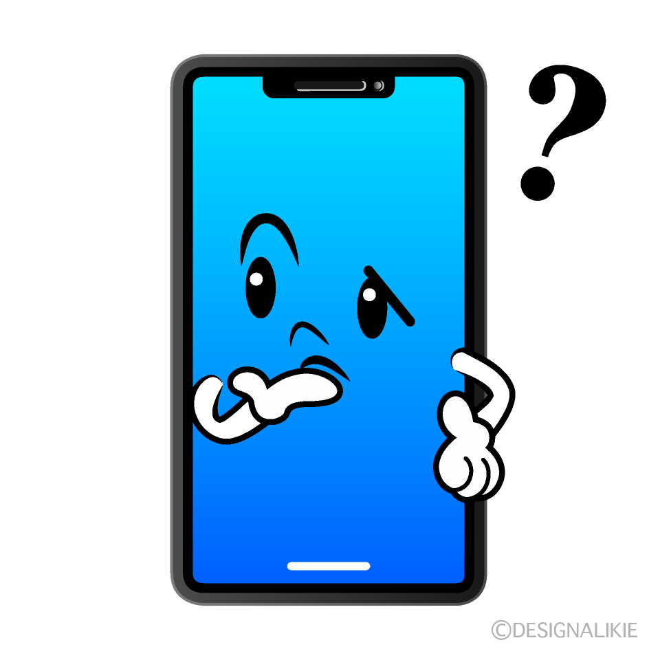 かわいい考えるスマホイラスト