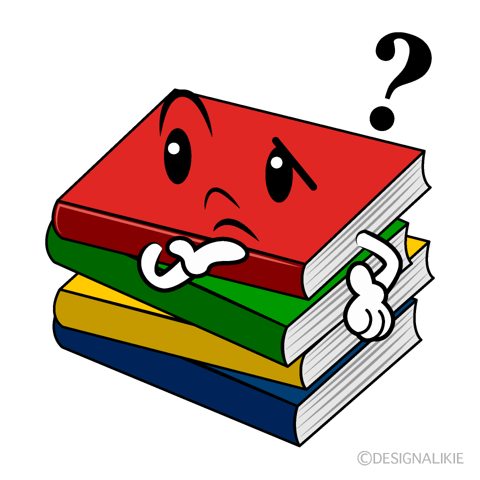 Cute Thinking Many Books Clipart