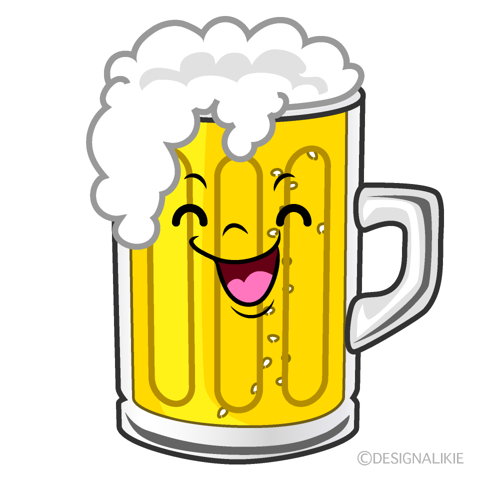 かわいい笑顔のビールイラスト