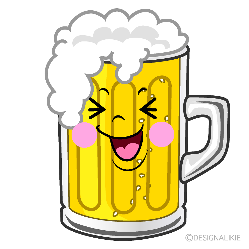 かわいい笑うビールイラスト