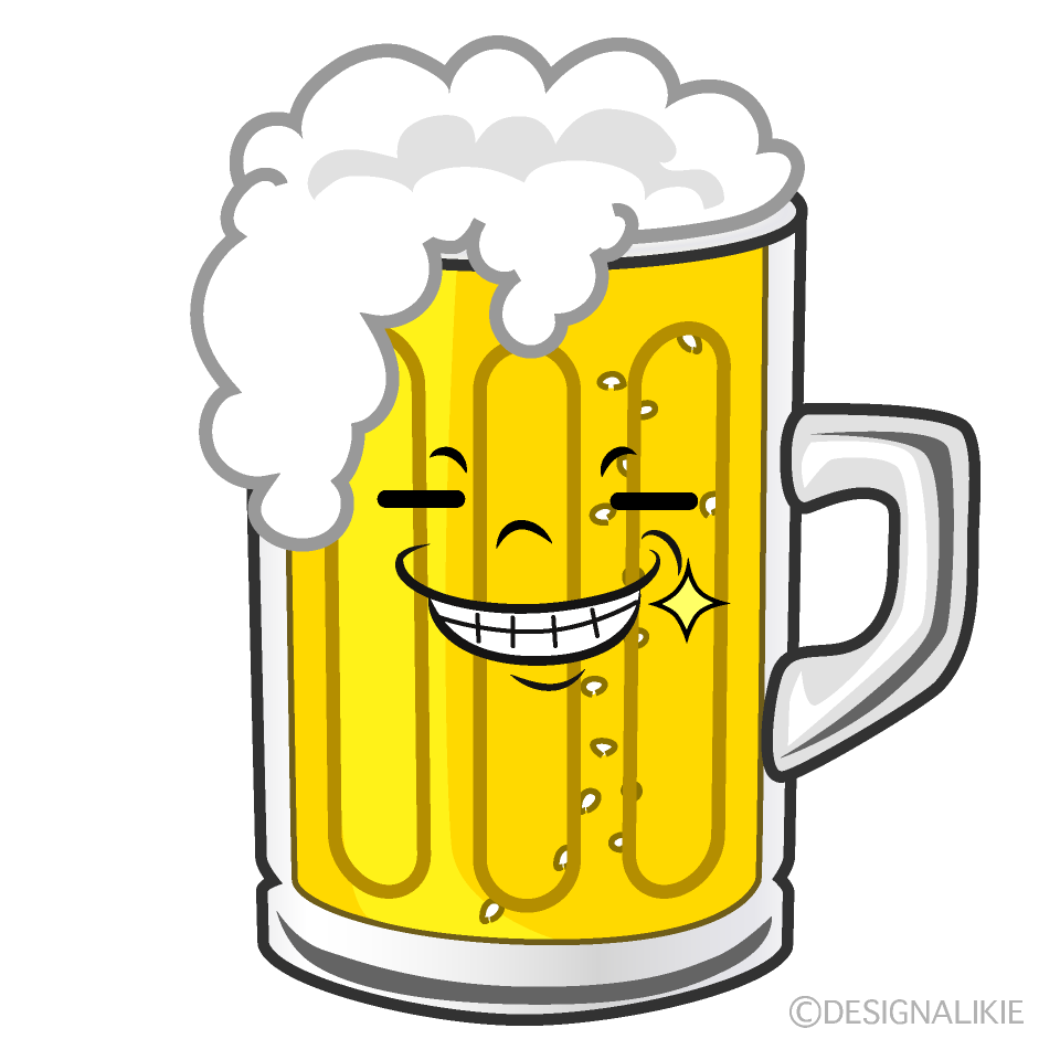 かわいいニヤリとするビールイラスト