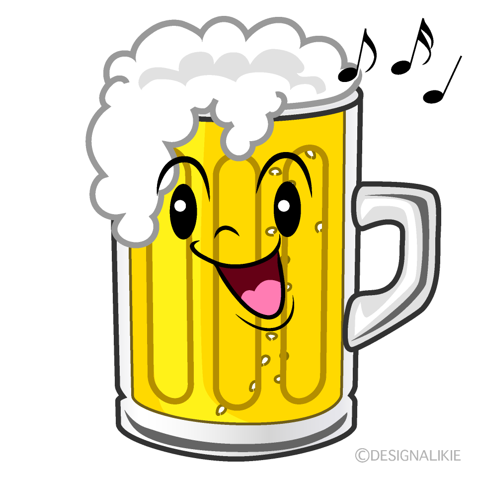 かわいい歌うビールイラスト