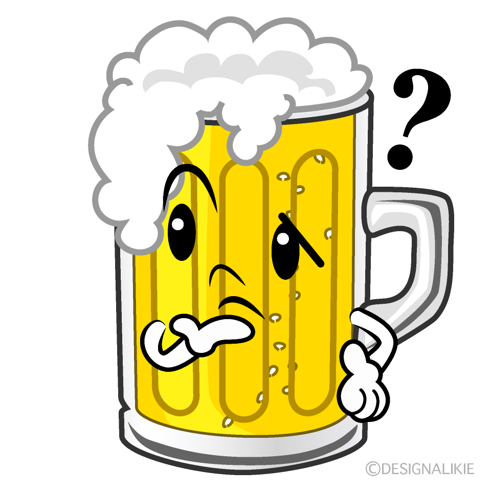 かわいい考えるビールイラスト