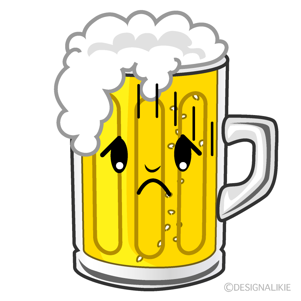 かわいい落ち込むビールイラスト