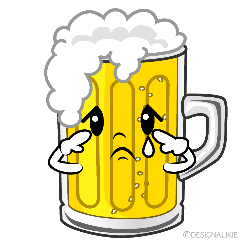 かわいい悲しいビールイラスト