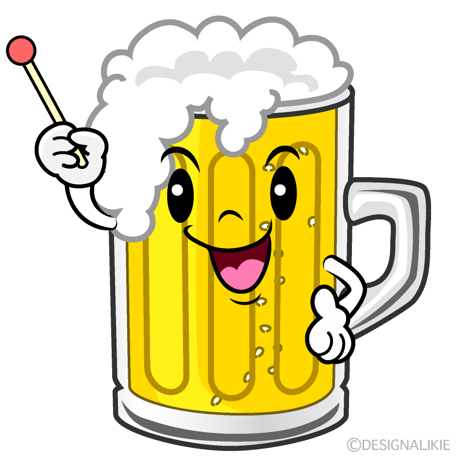 かわいい説明するビールイラスト