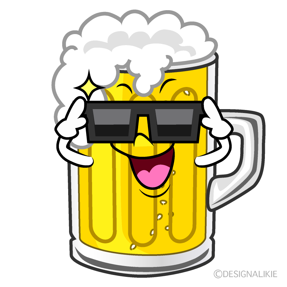かわいいサングラスのビールイラスト