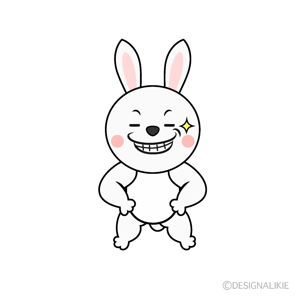 かわいいニヤリとするウサギイラスト