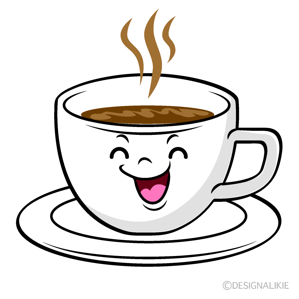 かわいい笑顔のコーヒーイラスト