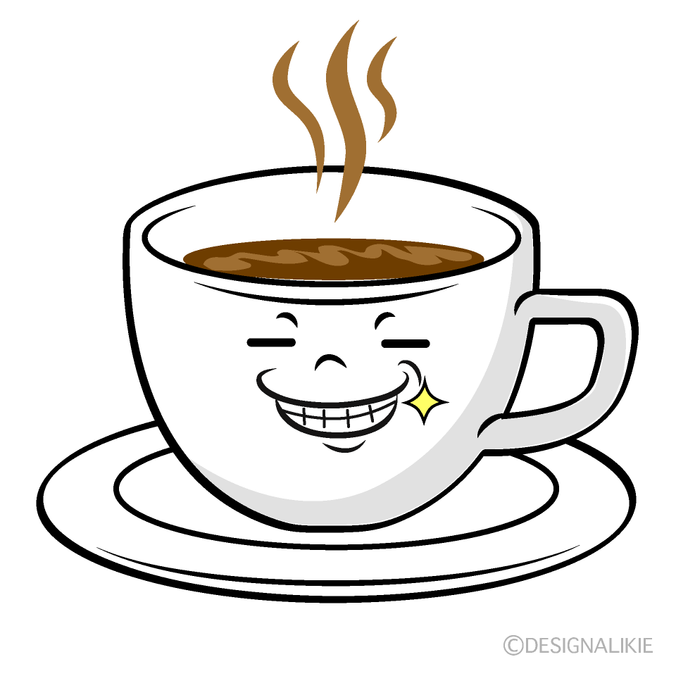 かわいいニヤリとするコーヒーイラスト