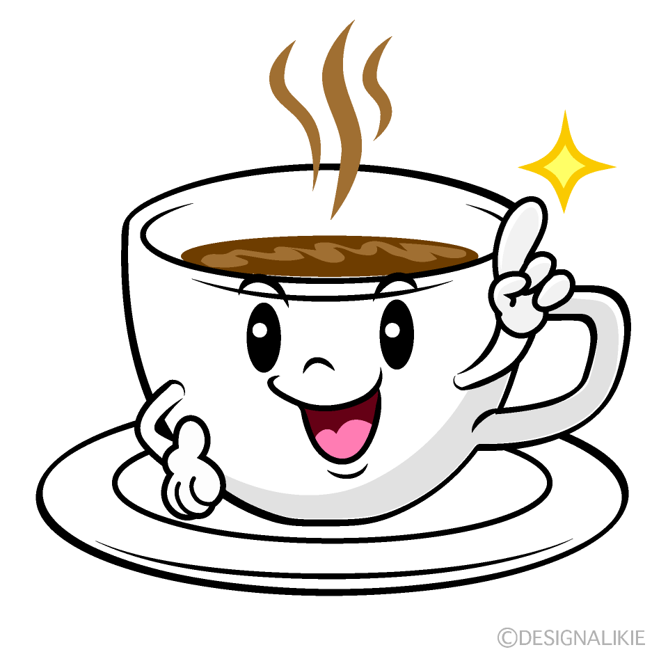 かわいい指差しコーヒーイラスト