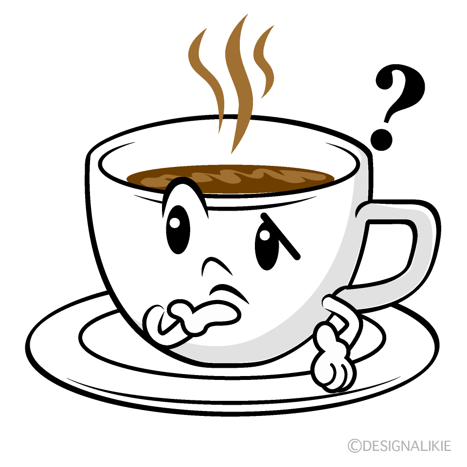 かわいい考えるコーヒーイラスト
