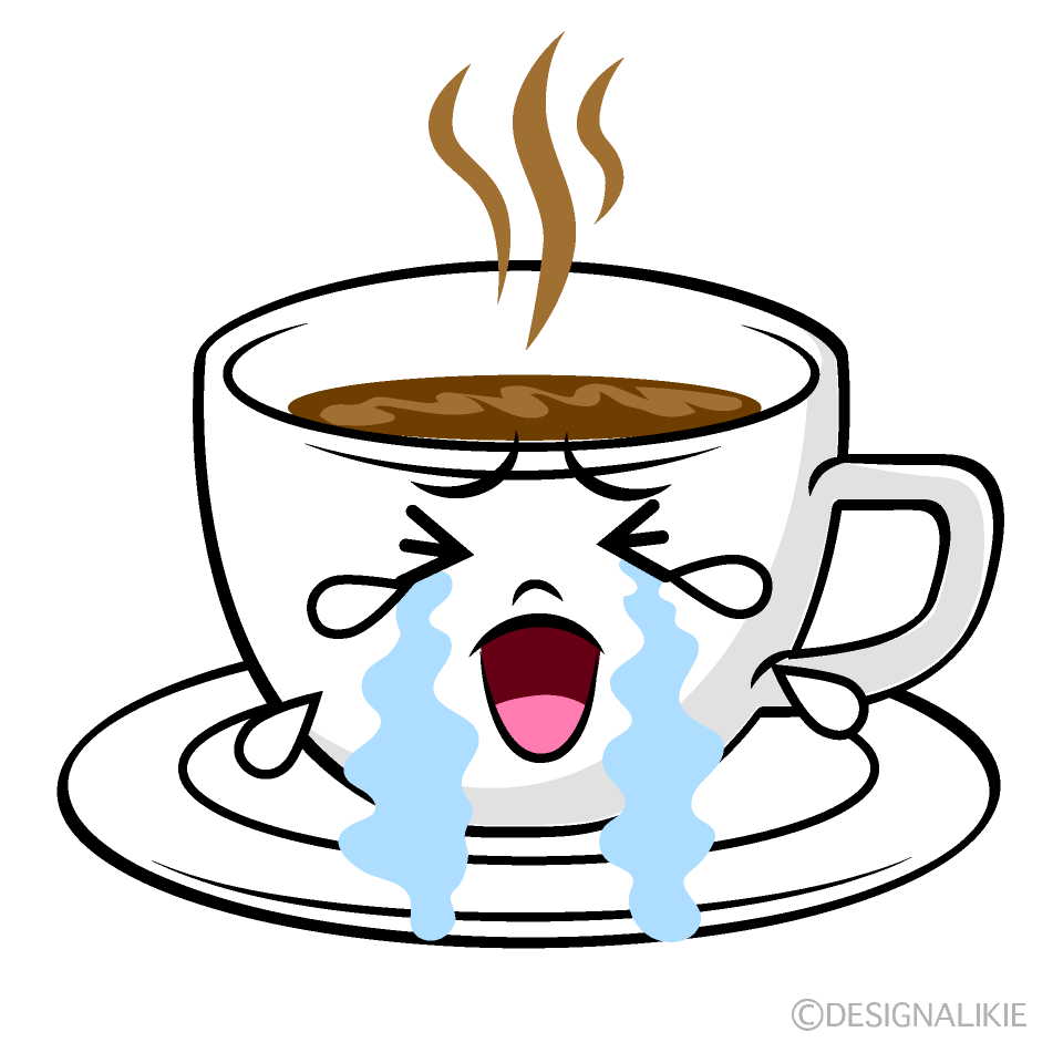 かわいい泣くコーヒーイラスト