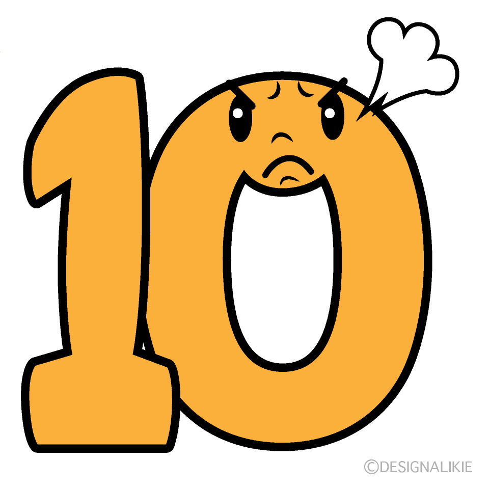 Cute Angry Number 10 Clipart