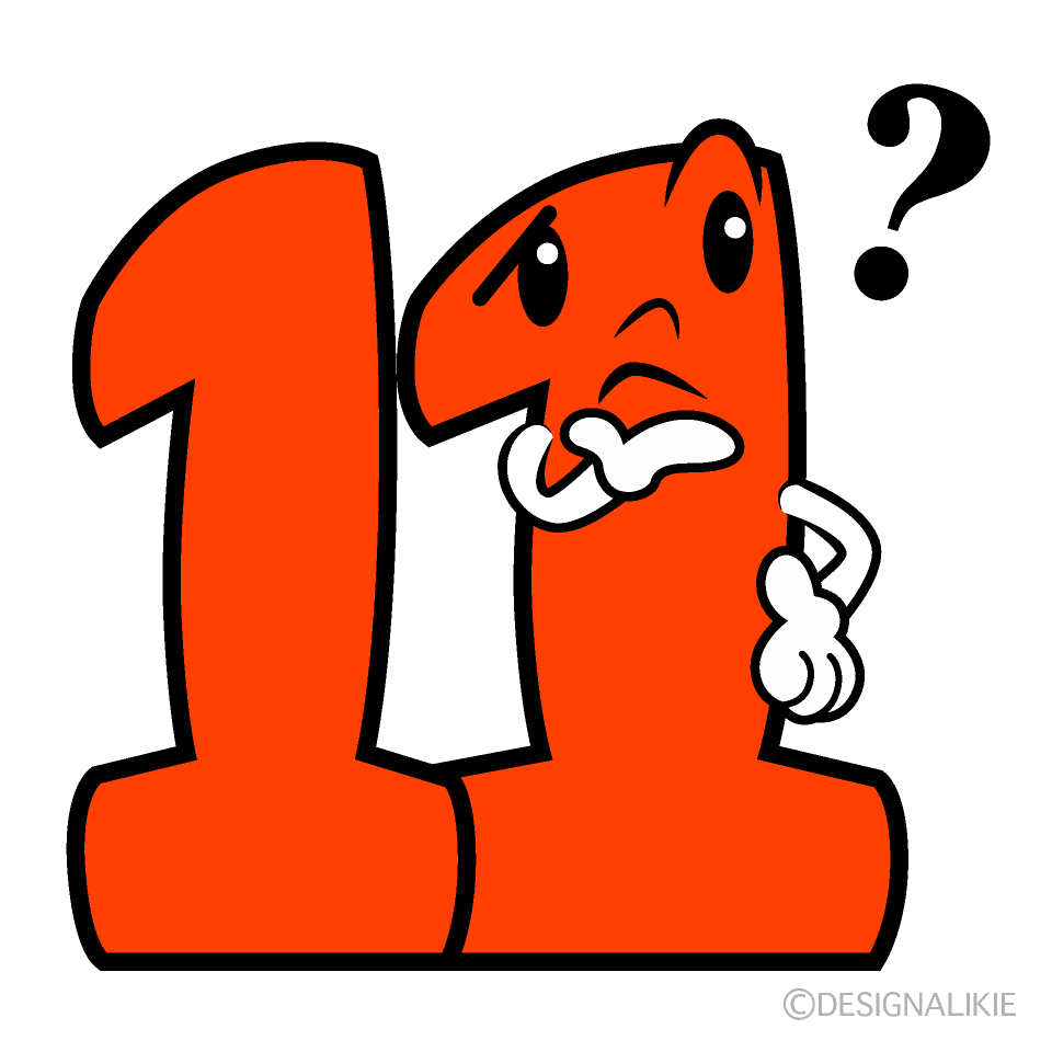 Cute Thinking Number 11 Clipart