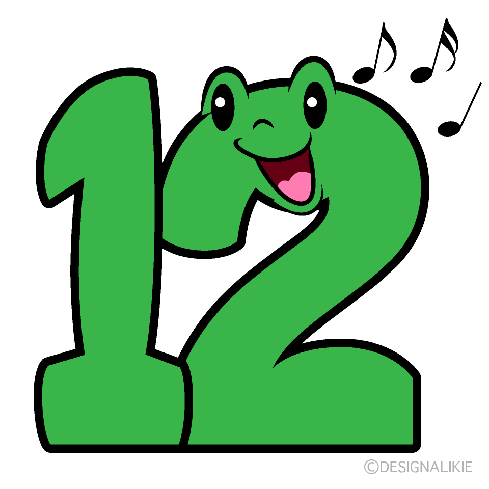Cute Singing Number 12 Clipart