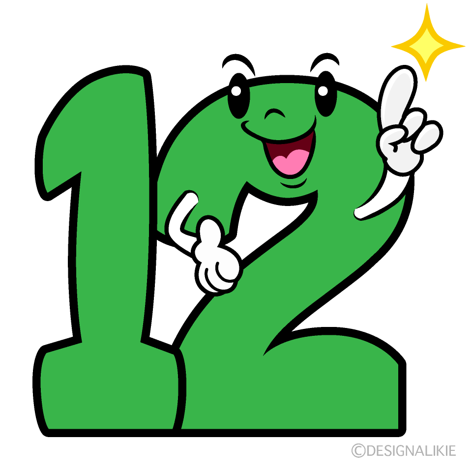 Cute Pointing Number 12 Clipart