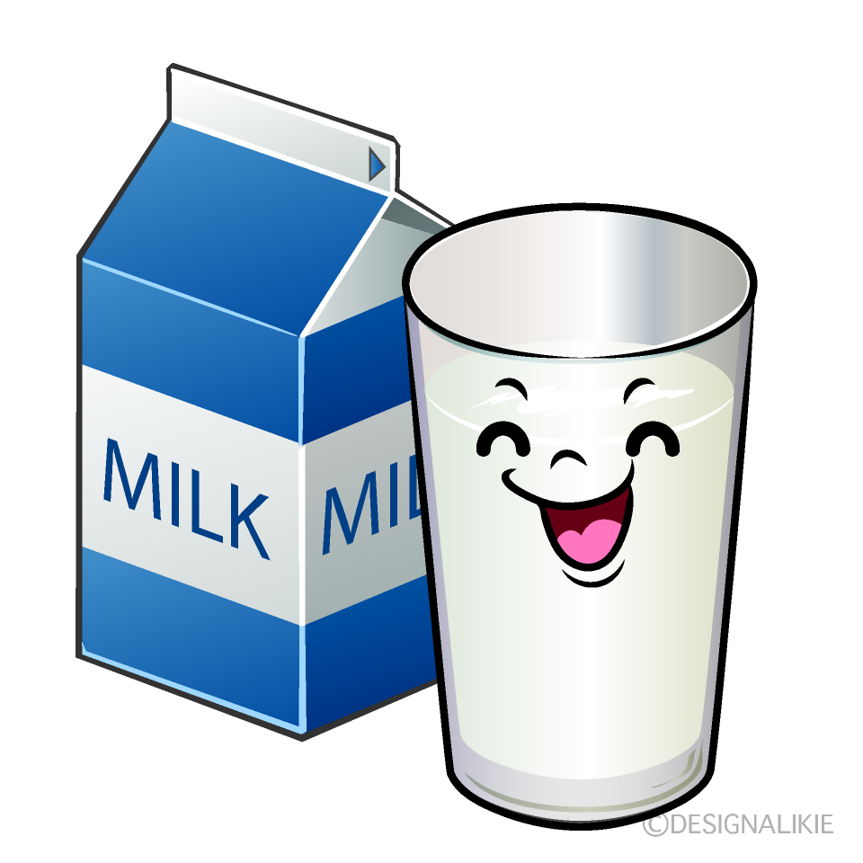 かわいい笑顔の牛乳イラスト
