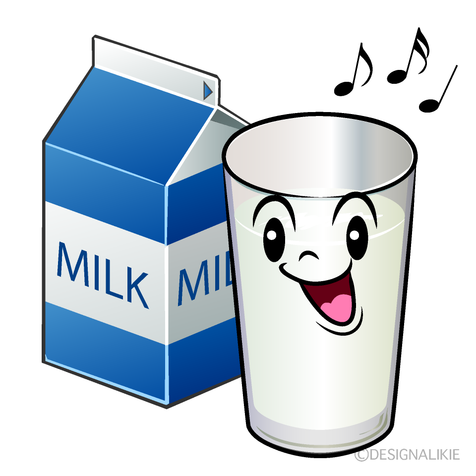 かわいい歌う牛乳イラスト