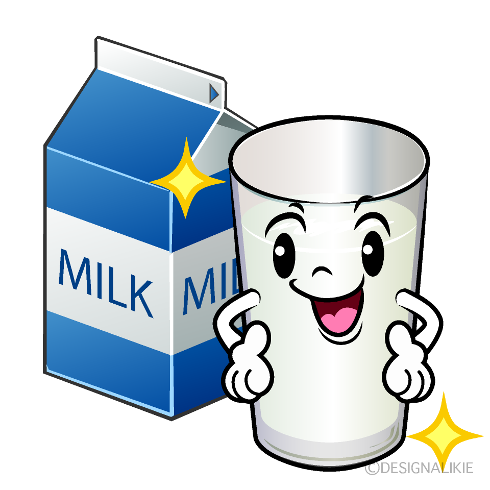 かわいい自信満々の牛乳イラスト