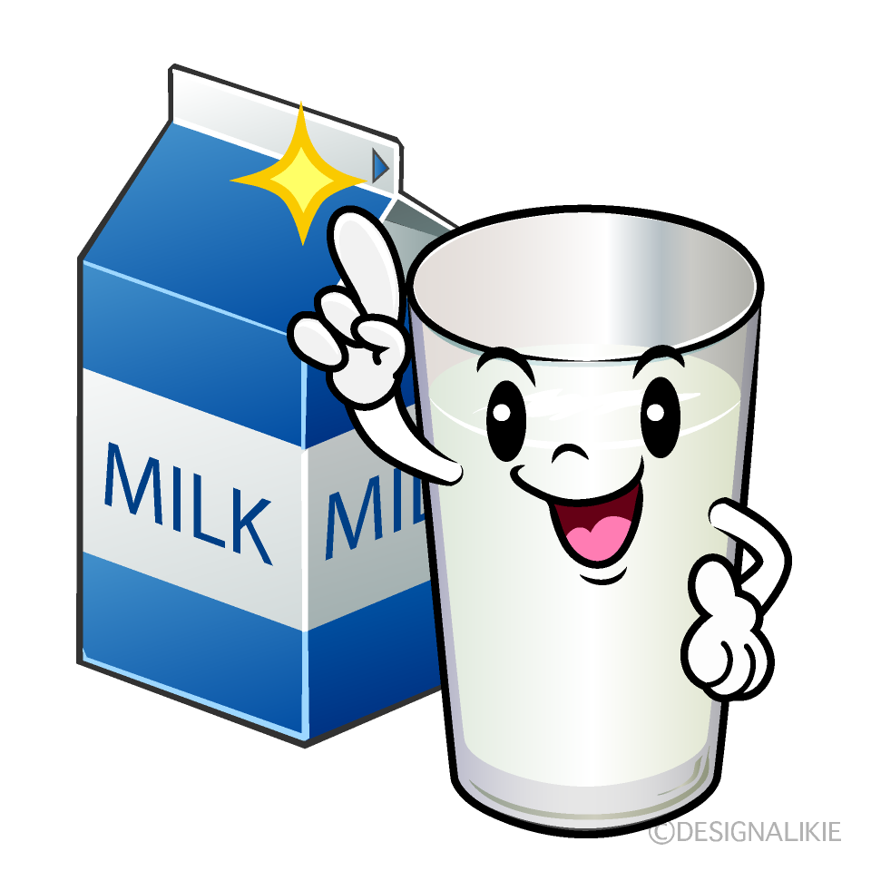 かわいい指差し牛乳イラスト