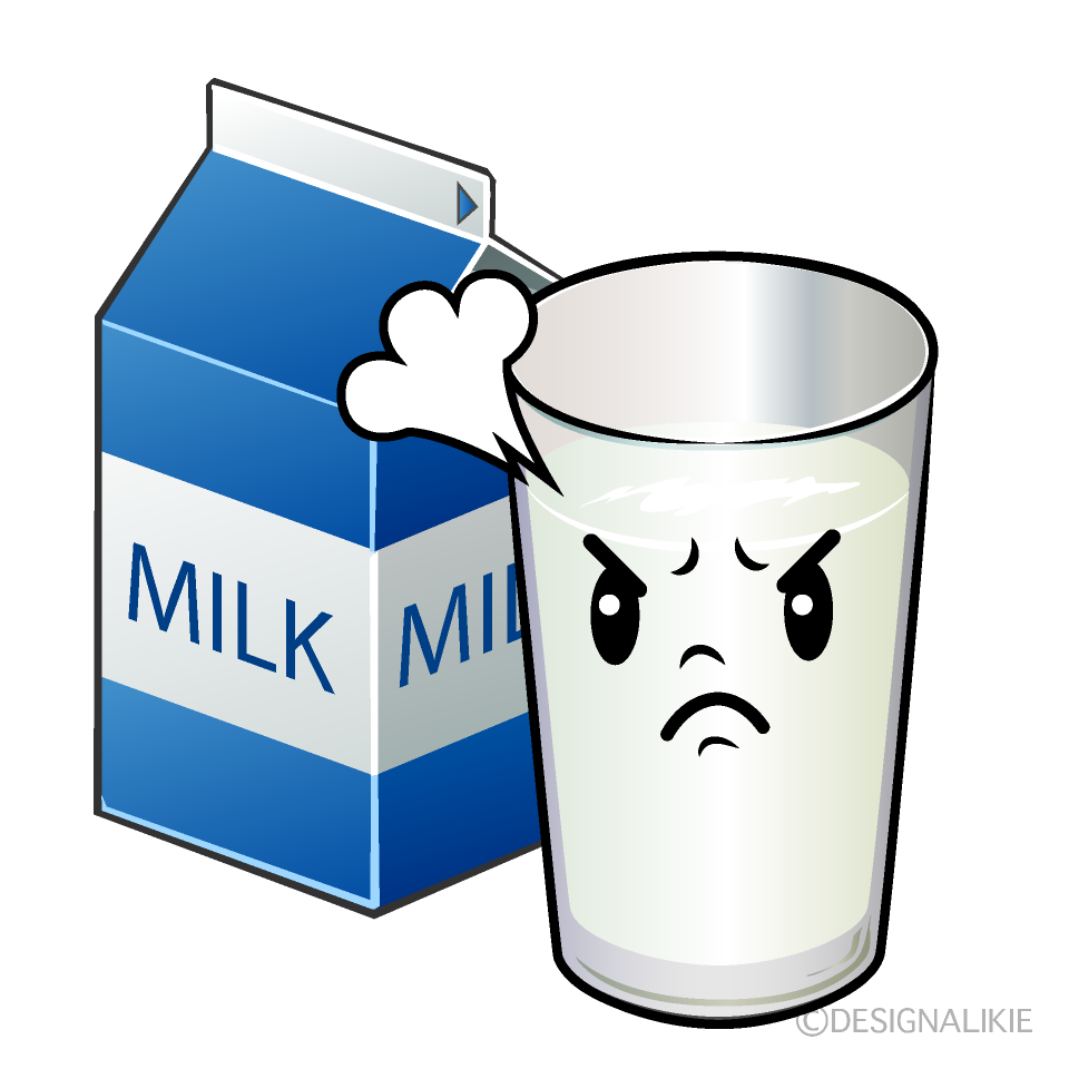 かわいい怒る牛乳イラスト