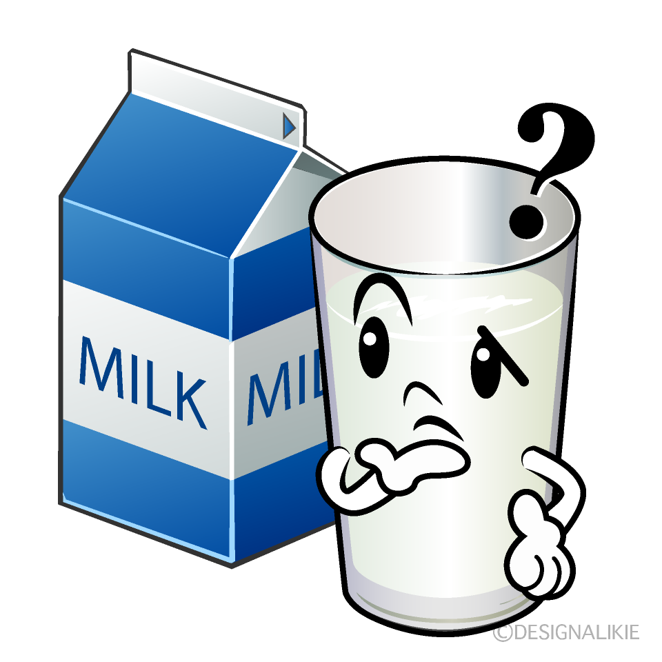 かわいい考える牛乳イラスト
