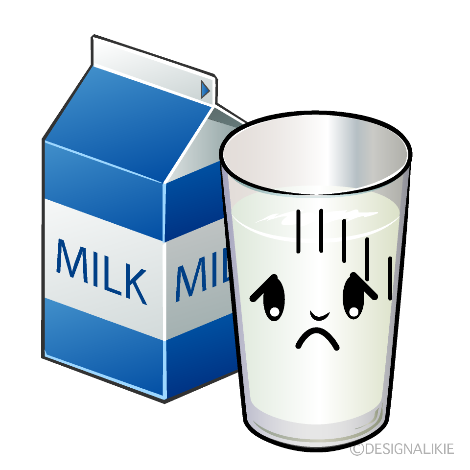 かわいい落ち込む牛乳イラスト
