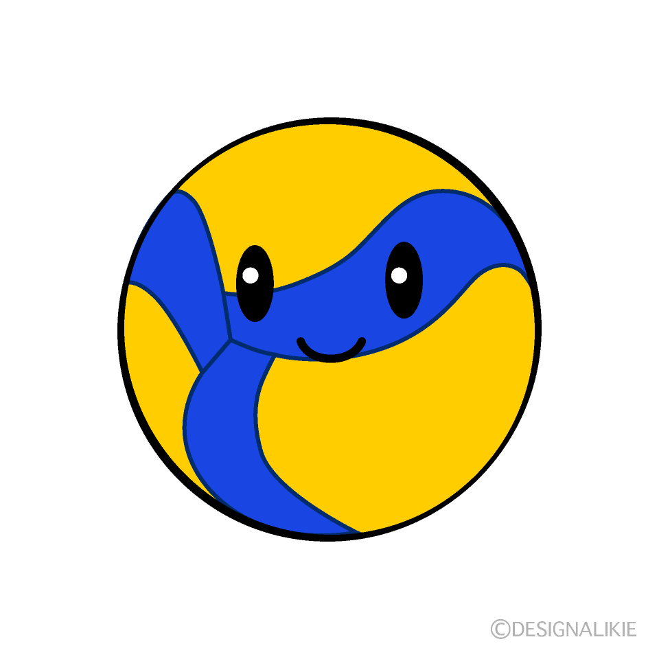 Cute Volleyball (Blue and Yellow) Clipart