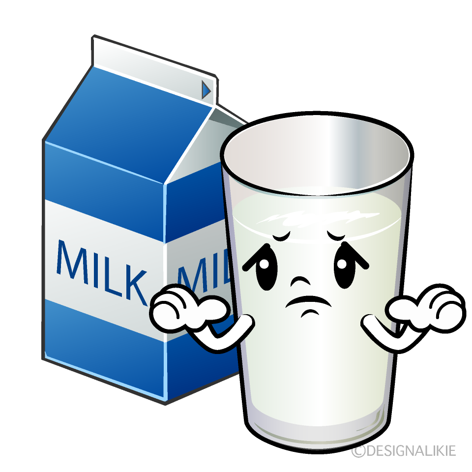 かわいい困る牛乳イラスト