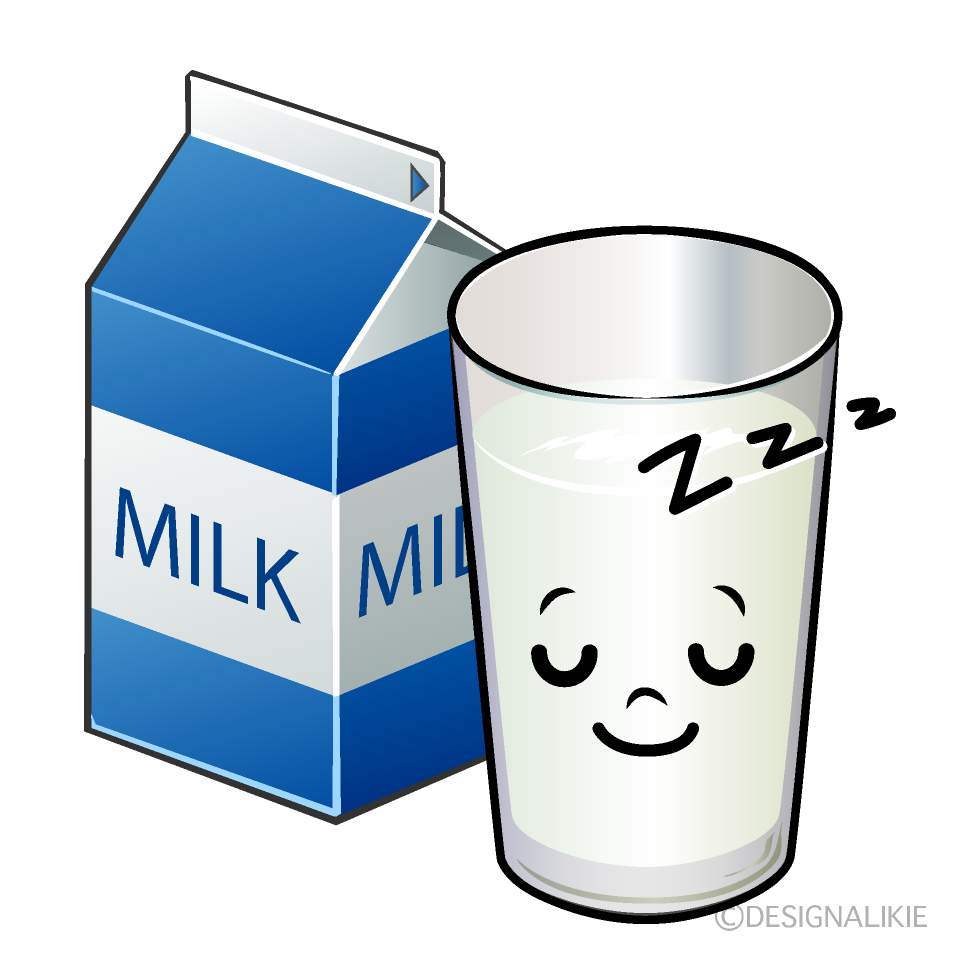 かわいい寝る牛乳イラスト