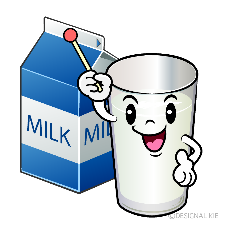 かわいい説明する牛乳イラスト